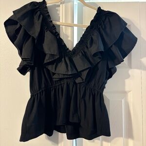 Black Ruffle Top
